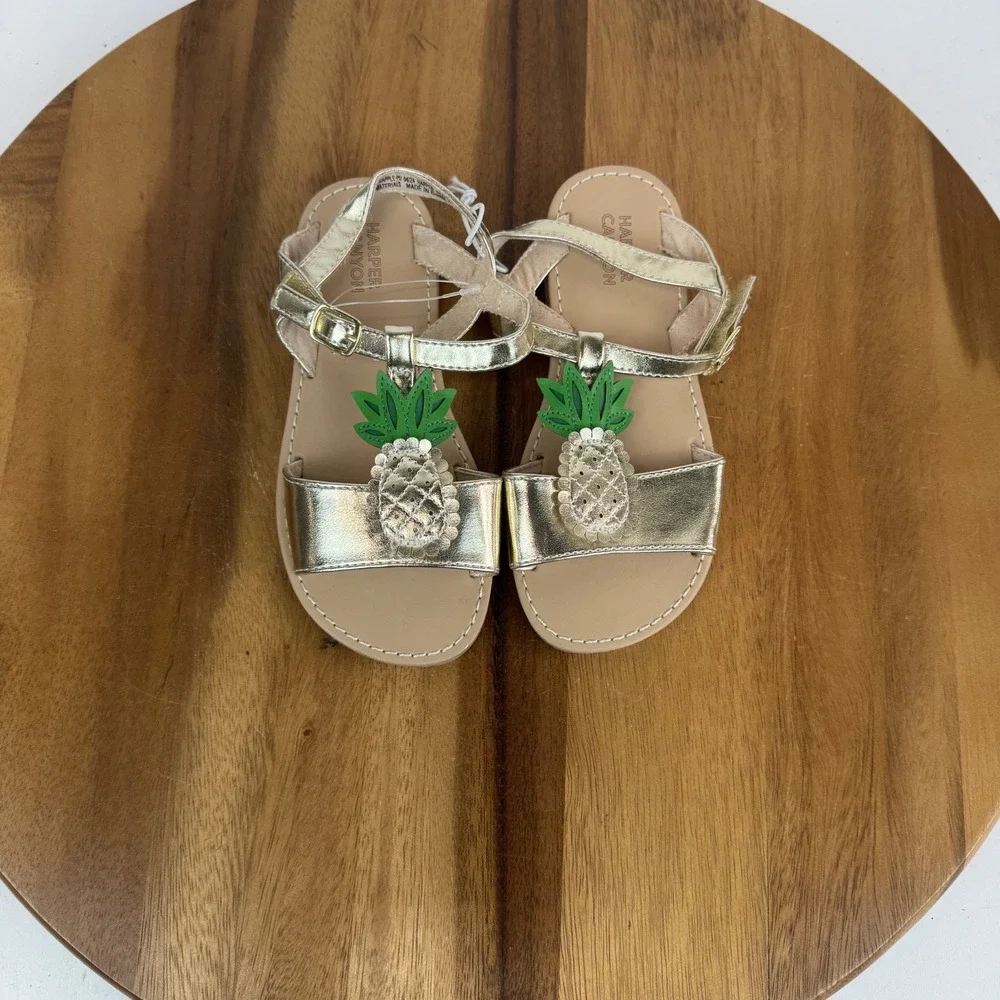 New Little‎ Kids Harper Canyon Pineapple Gold Strappy Comfort Sandals Size 11 C